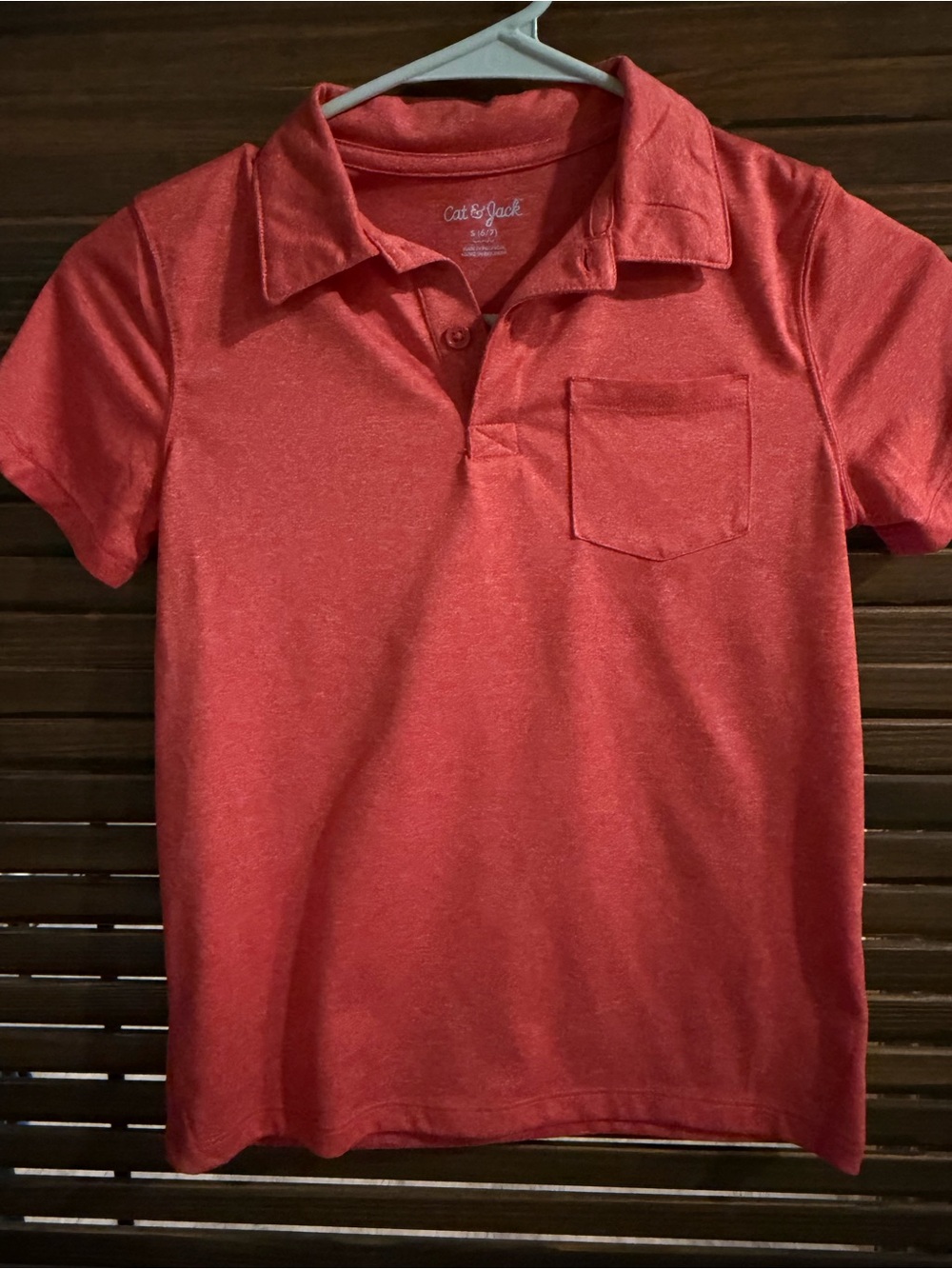 Cat & Jack Coral-Red Short Sleeve Polo with Pocket